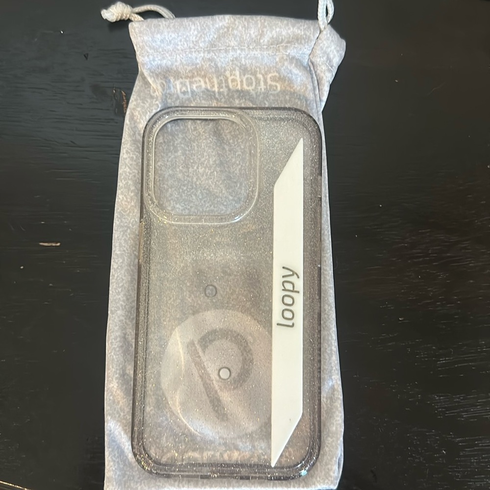 Clear sparkle silver Loopy for IPhone 14pro